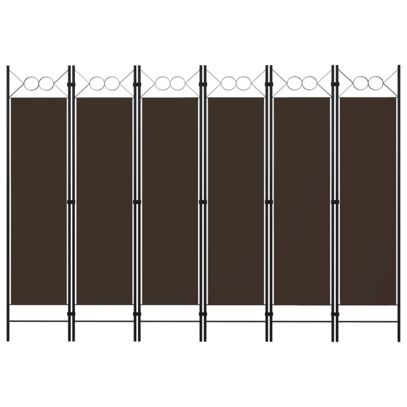 vidaXL Biombo divisor de 6 paneles marrón 240x180 cm vidaXL Biombo divisor de 6 paneles marrón 240x180 cm