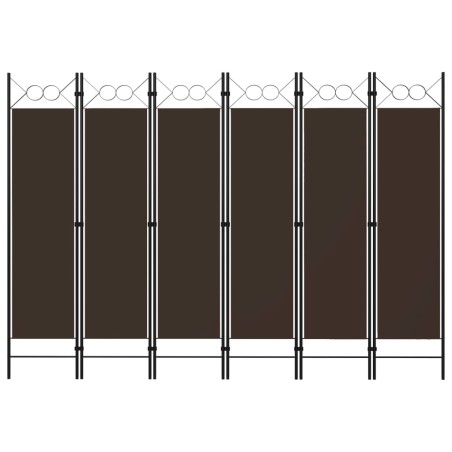 vidaXL Biombo divisor de 6 paneles marrón 240x180 cm