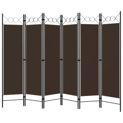 vidaXL Biombo divisor de 6 paneles marrón 240x180 cm