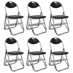 vidaXL Sillas de comedor plegables 2 uds cuero sintético y acero negro