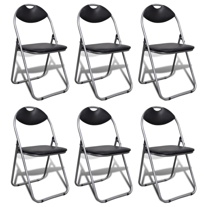 vidaXL Sillas de comedor plegables 2 uds cuero sintético y acero negro vidaXL Sillas de comedor plegables 2 uds cuero sintético y acero negro