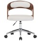 vidaXL Silla oficina giratoria madera curvada cuero sintético blanco