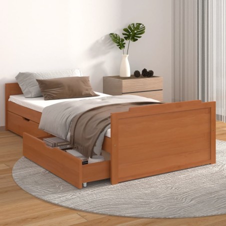 vidaXL Estructura cama cajones madera maciza de pino marrón 90x200 cm