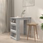 vidaXL Mesa alta con estante almacenaje gris hormigón 102x50x103,5 cm