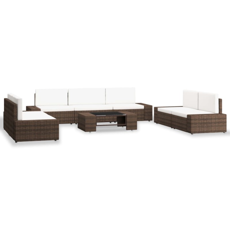 vidaXL Juego de muebles de jardín 8 piezas ratán sintético marrón vidaXL Juego de muebles de jardín 8 piezas ratán sintético marrón