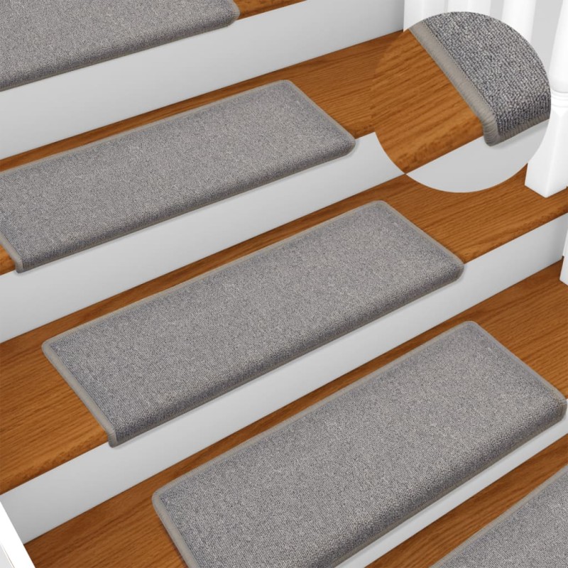 vidaXL Alfombras de peldaños de escalera 15 uds gris claro 65x21x4 cm vidaXL Alfombras de peldaños de escalera 15 uds gris claro 65x21x4 cm