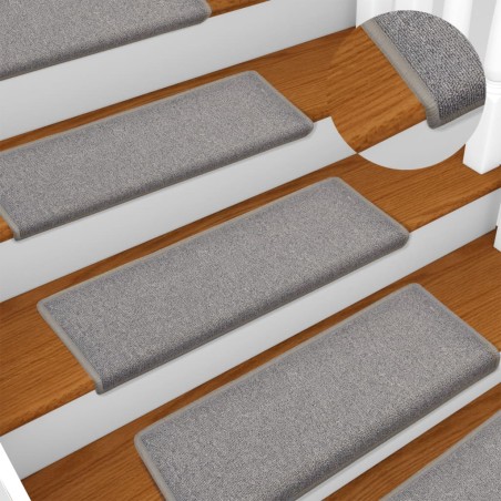 vidaXL Alfombras de peldaños de escalera 15 uds gris claro 65x21x4 cm