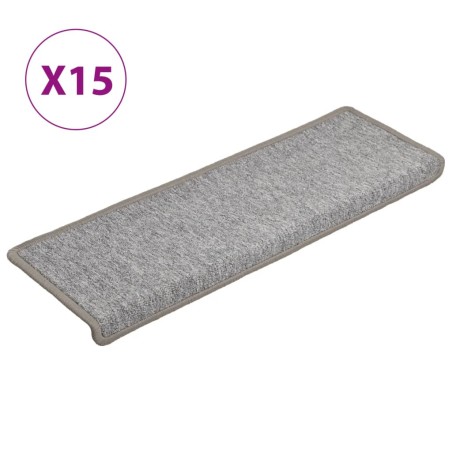 vidaXL Alfombras de peldaños de escalera 15 uds gris claro 65x21x4 cm