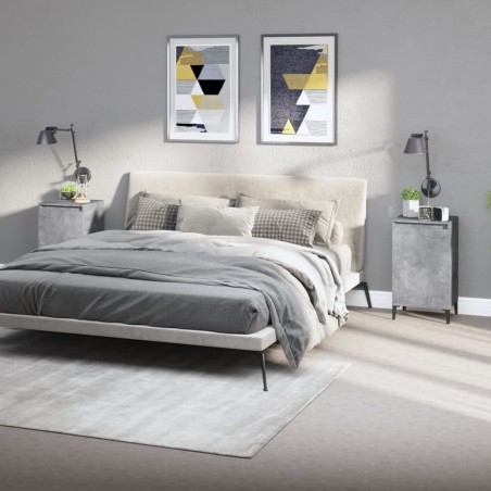 vidaXL Mesitas de noche 2 uds madera gris hormigón 40x35x70 cm