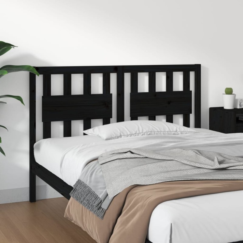 vidaXL Cabecero de cama madera maciza de pino negro 125,5x4x100 cm vidaXL Cabecero de cama madera maciza de pino negro 125,5x4x100 cm