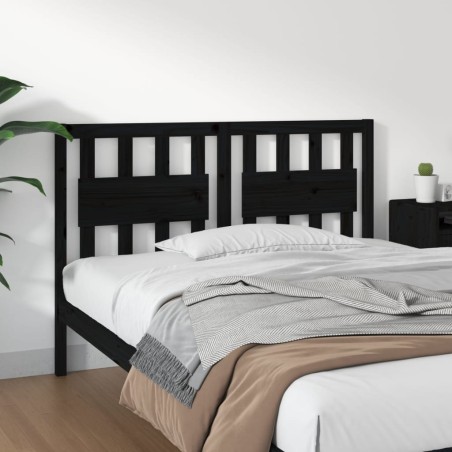 vidaXL Cabecero de cama madera maciza de pino negro 125,5x4x100 cm