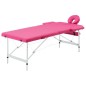 vidaXL Camilla de masaje plegable 2 zonas aluminio rosa vidaXL Camilla de masaje plegable 2 zonas aluminio rosa