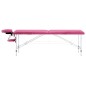 vidaXL Camilla de masaje plegable 2 zonas aluminio rosa vidaXL Camilla de masaje plegable 2 zonas aluminio rosa