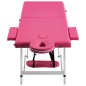 vidaXL Camilla de masaje plegable 2 zonas aluminio rosa vidaXL Camilla de masaje plegable 2 zonas aluminio rosa