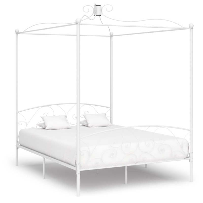 vidaXL Estructura de cama con dosel metal blanco 160x200 cm vidaXL Estructura de cama con dosel metal blanco 160x200 cm