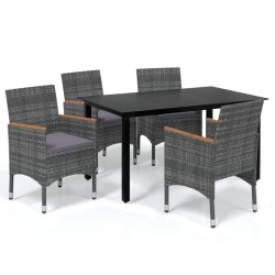 vidaXL Juego muebles jardín 5 pzas con cojines ratán sintético gris