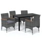 vidaXL Juego muebles jardín 5 pzas con cojines ratán sintético gris vidaXL Juego muebles jardín 5 pzas con cojines ratán sintético gris