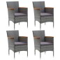 vidaXL Juego muebles jardín 5 pzas con cojines ratán sintético gris vidaXL Juego muebles jardín 5 pzas con cojines ratán sintético gris