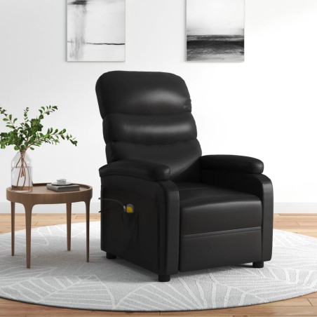 vidaXL Sillón de masaje reclinable eléctrico de cuero sintético negro