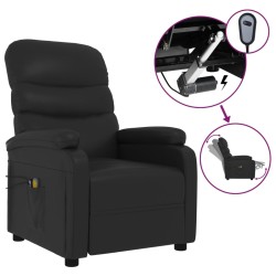 vidaXL Sillón de masaje reclinable eléctrico de cuero sintético negro
