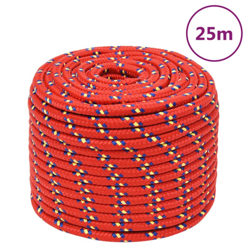 vidaXL Cuerda de barco polipropileno rojo 14 mm 25 m vidaXL Cuerda de barco polipropileno rojo 14 mm 25 m