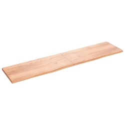 vidaXL Encimera baño madera maciza tratada marrón claro 220x50x(2-4)cm