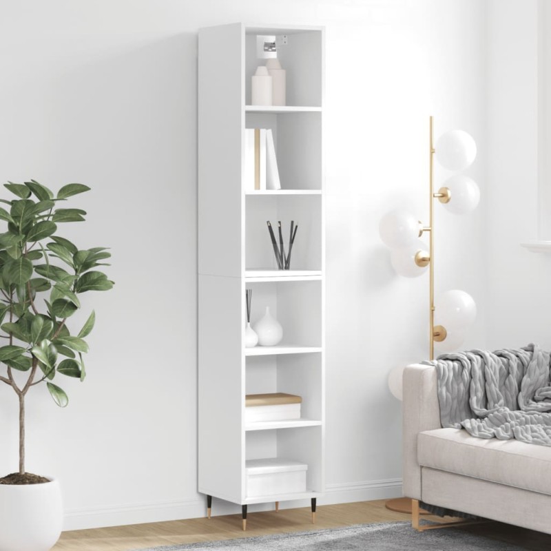 vidaXL Aparador alto madera contrachapada blanco 34,5x32,5x180 cm vidaXL Aparador alto madera contrachapada blanco 34,5x32,5x180 cm
