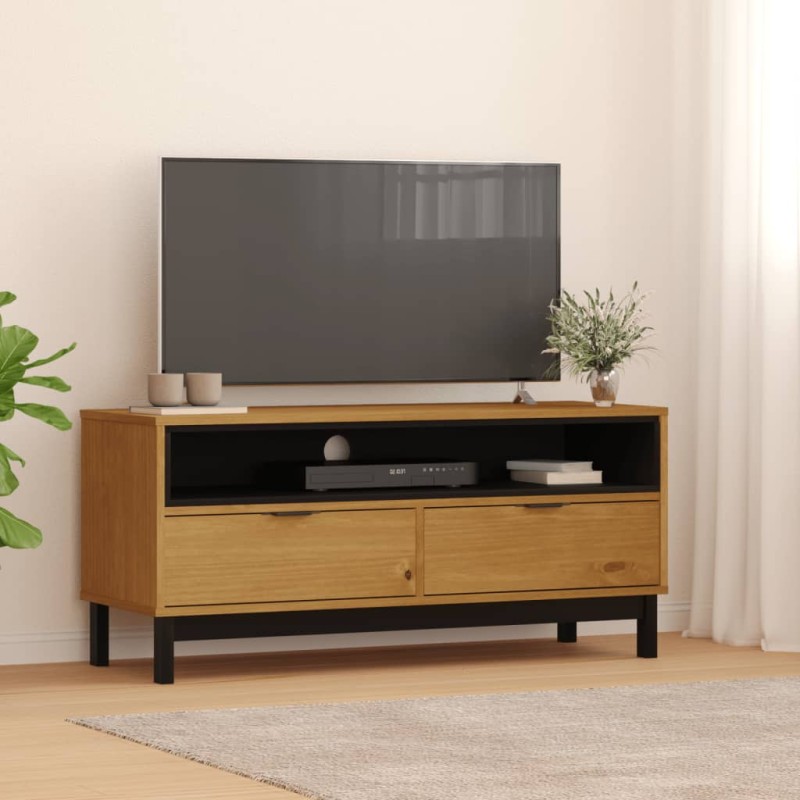 vidaXL Mueble para TV FLAM madera maciza de pino 110x40x50 cm vidaXL Mueble para TV FLAM madera maciza de pino 110x40x50 cm