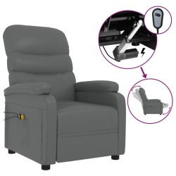 vidaXL Sillón de masaje eléctrico cuero sintético gris