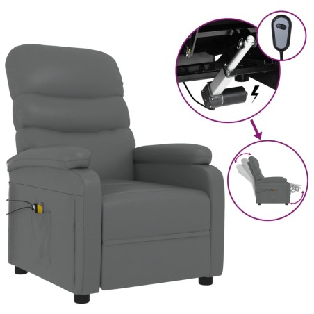 vidaXL Sillón de masaje eléctrico cuero sintético gris