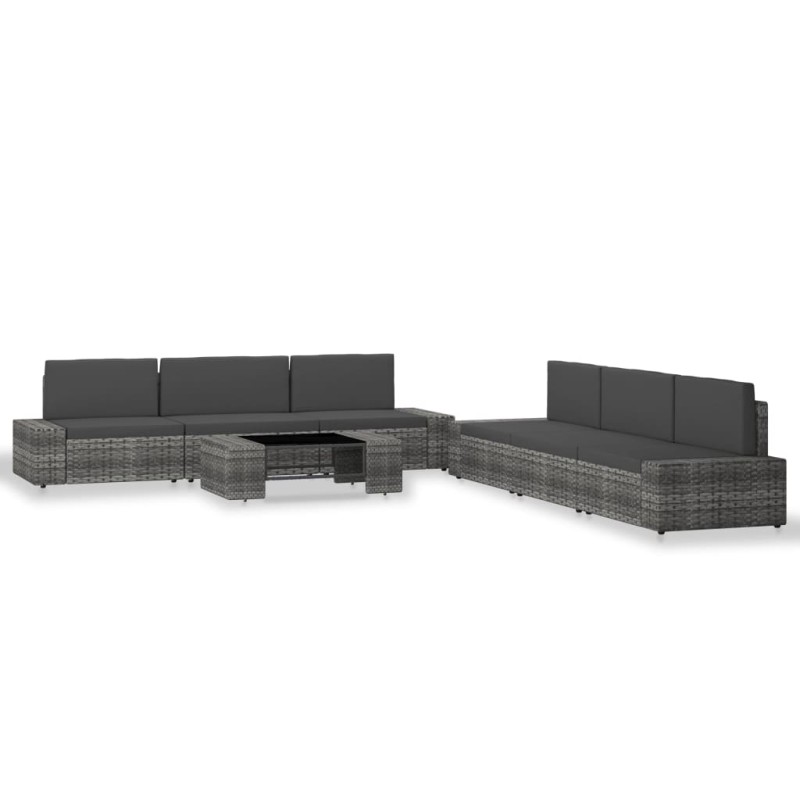 vidaXL Juego de muebles de jardín 7 piezas ratán sintético gris vidaXL Juego de muebles de jardín 7 piezas ratán sintético gris