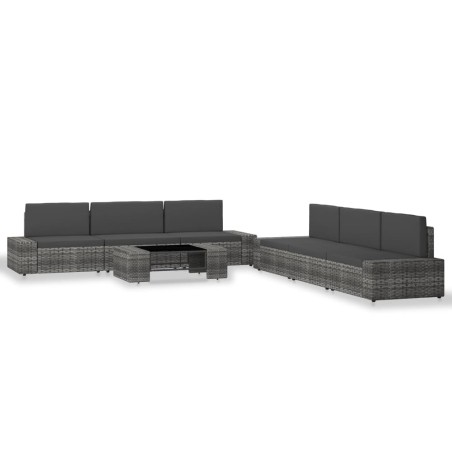 vidaXL Juego de muebles de jardín 7 piezas ratán sintético gris