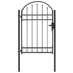 vidaXL Puerta de jardín con arco superior 100x150 cm acero negro