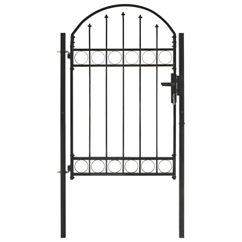 vidaXL Puerta de jardín con arco superior 100x150 cm acero negro