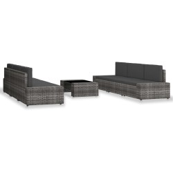 vidaXL Juego de muebles de jardín 7 piezas ratán sintético gris