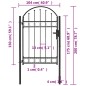 vidaXL Puerta de jardín con arco superior 100x150 cm acero negro