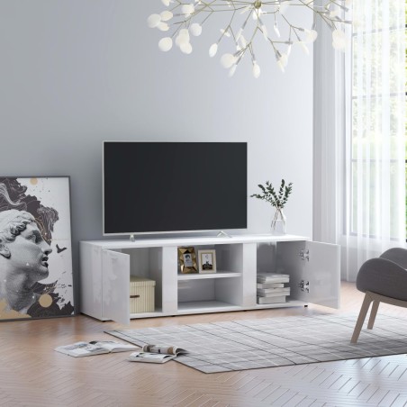 vidaXL Mueble TV madera contrachapada blanco brillante 120x34x37 cm