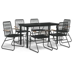 vidaXL Juego de comedor para jardín 7 piezas ratán PVC negro