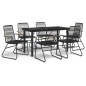 vidaXL Juego de comedor para jardín 7 piezas ratán PVC negro vidaXL Juego de comedor para jardín 7 piezas ratán PVC negro