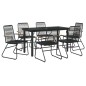 vidaXL Juego de comedor para jardín 7 piezas ratán PVC negro vidaXL Juego de comedor para jardín 7 piezas ratán PVC negro