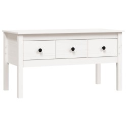 vidaXL Mesa de centro de madera maciza de pino blanca 102x49x55 cm