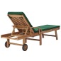 vidaXL Tumbonas con cojín 2 uds madera maciza de teca verde