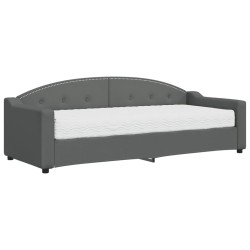 vidaXL Sofá cama con colchón tela gris oscuro 80x200 cm