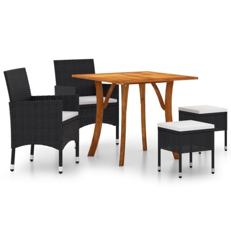 vidaXL Juego de comedor de jardín de 5 piezas negro
