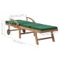 vidaXL Tumbonas con cojín 2 uds madera maciza de teca verde