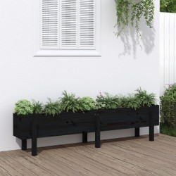 vidaXL Arriate elevado de jardín madera maciza pino negro 160x30x38 cm