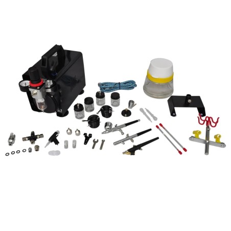 vidaXL Compresor de aerógrafo con 3 pistolas