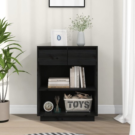 vidaXL Mesa consola de madera maciza de pino negro 60x34x75 cm