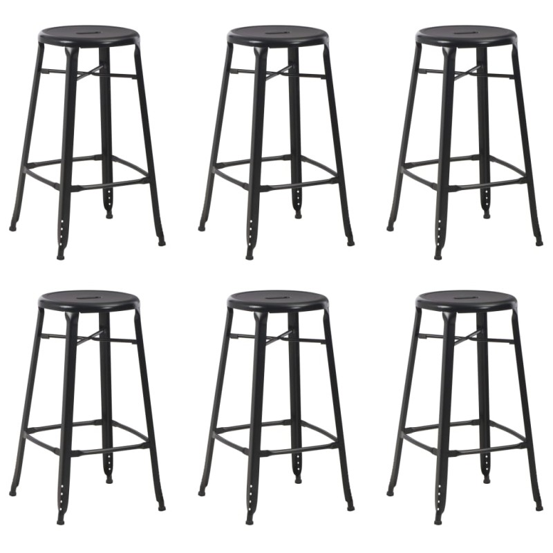 vidaXL Taburetes de cocina 6 unidades acero negro vidaXL Taburetes de cocina 6 unidades acero negro
