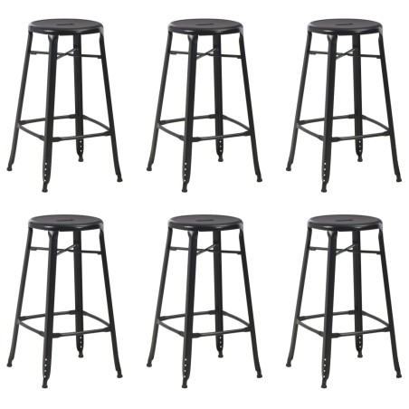 vidaXL Taburetes de cocina 6 unidades acero negro